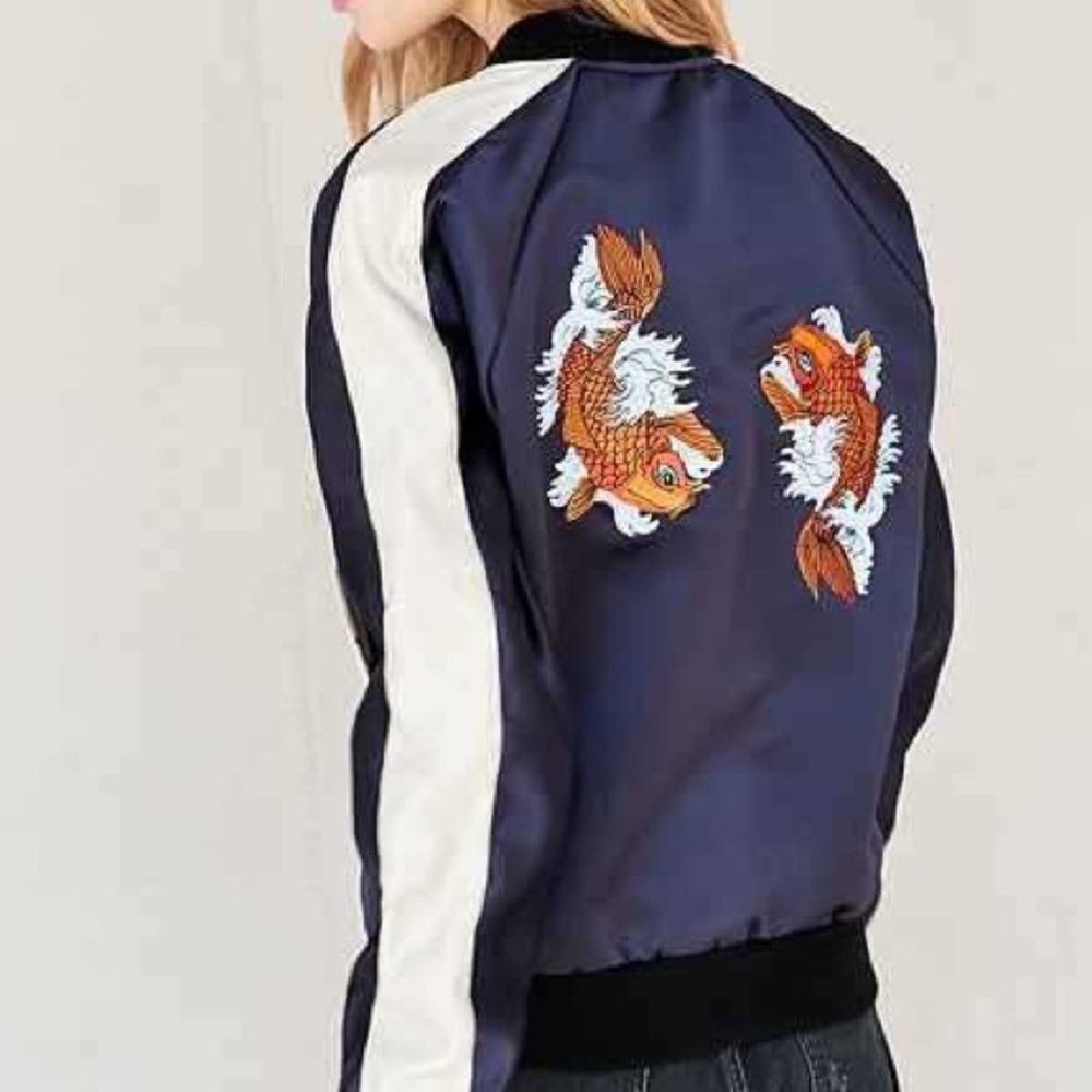 Urban Renewal Embroidered Satin Bomber Jacket - Picture 2 of 4